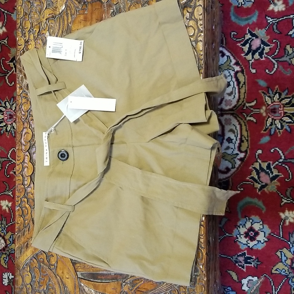 TRINA TURK Vintage 2000s Linen Blend Short 10 Tan NWT